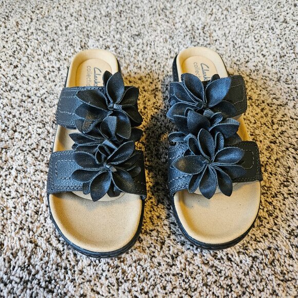 Clarks Merliah Raelyn Black Leather Sandals - Picture 1 of 7